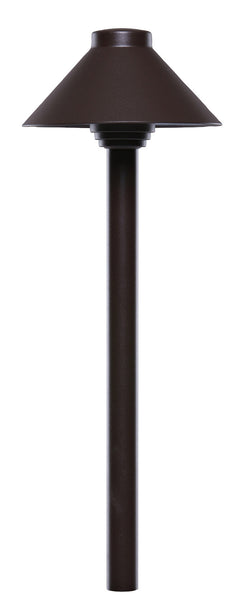 Sollos 910128S Straight Path Light – 5.5" Hat, 12" Stem, Textured Bronze, JC3 LED 3000K