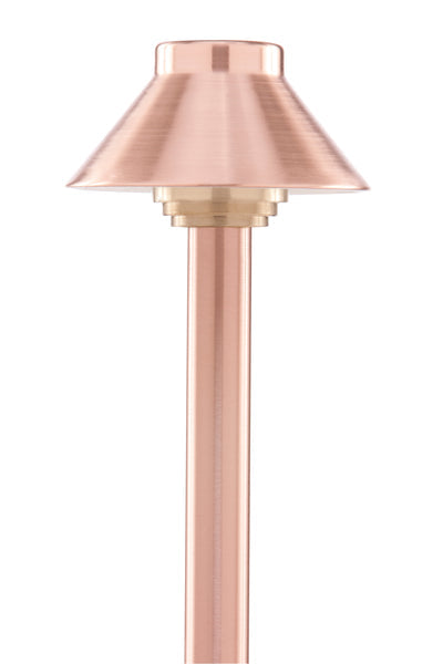 Sollos 915402 Traditional Path Light – 4" Hat, 12" Stem, Copper, 12V, Fixture Only